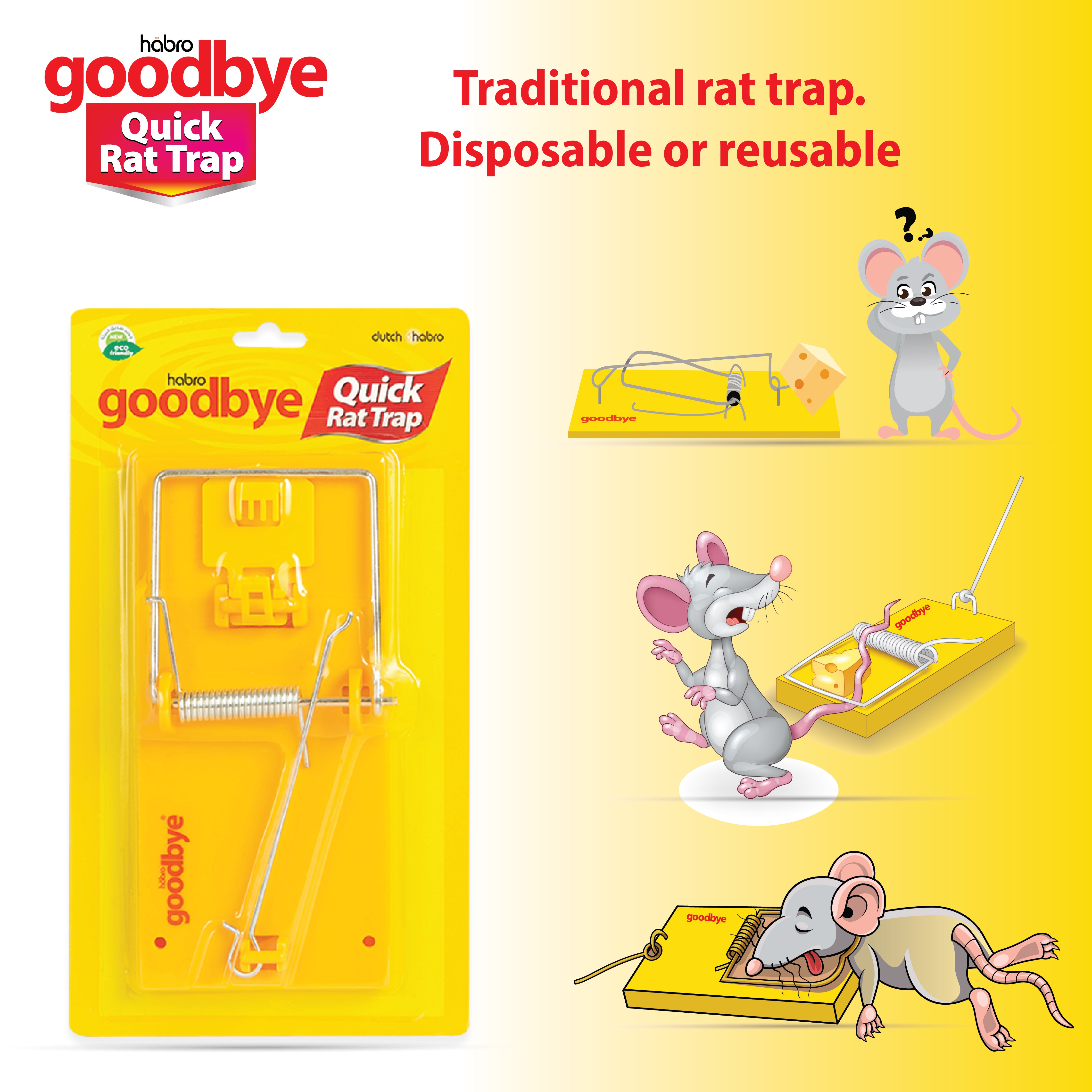 Bye Mouse Goodbye Mouse Trap Big – Heavy-Duty, Instant Kill Snap Trap – Dutch and ...