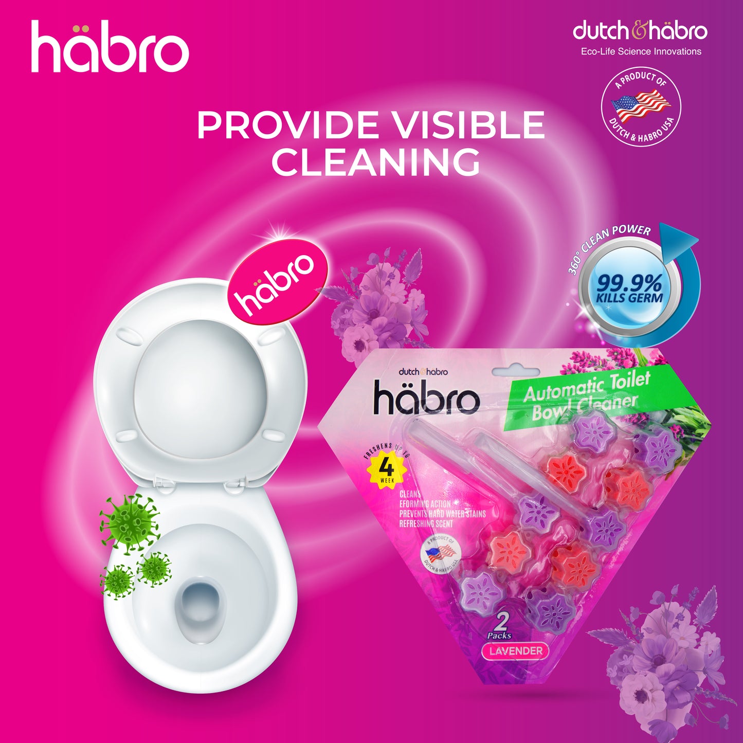 HABRO AUTOMATIC TOILET BOWL CLEANER - LAVENDER 2S