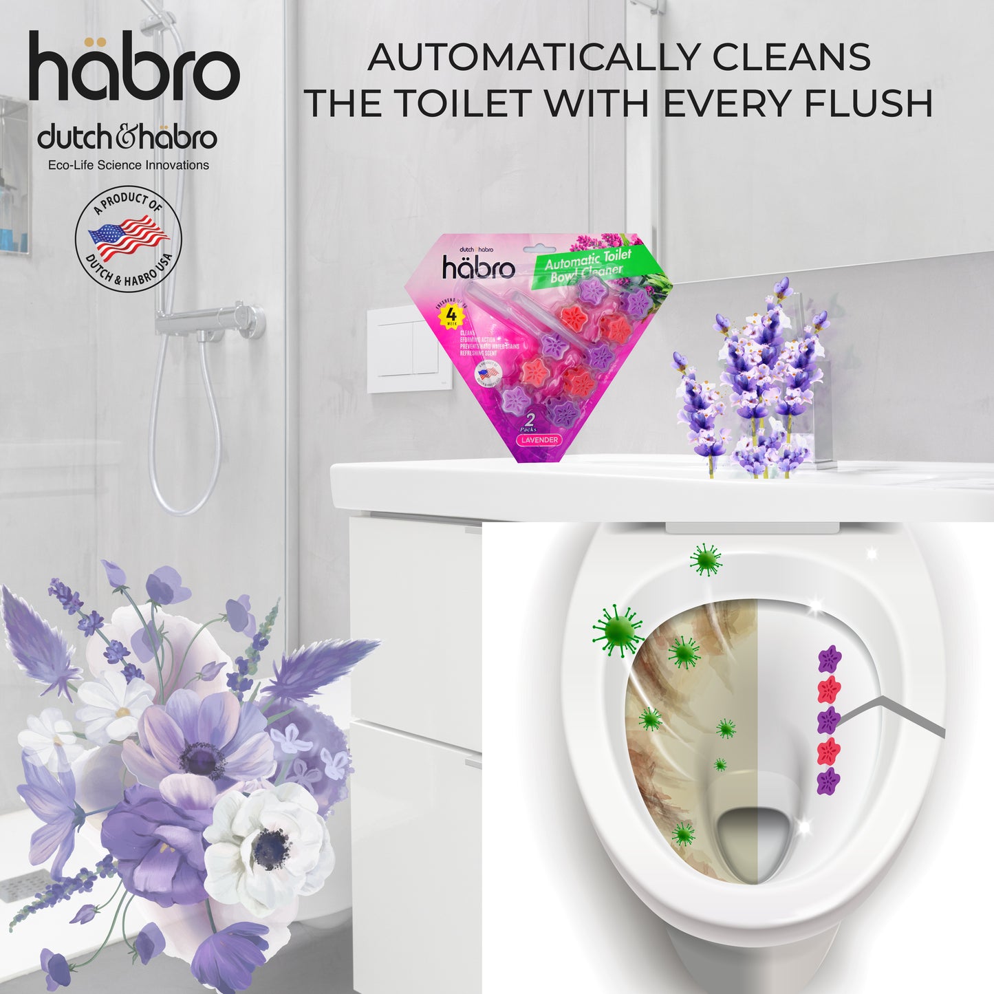 HABRO AUTOMATIC TOILET BOWL CLEANER - LAVENDER 2S