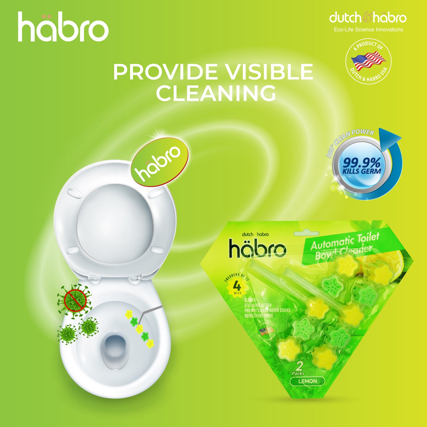 HABRO AUTOMATIC TOILET BOWL CLEANER - LEMON 2S