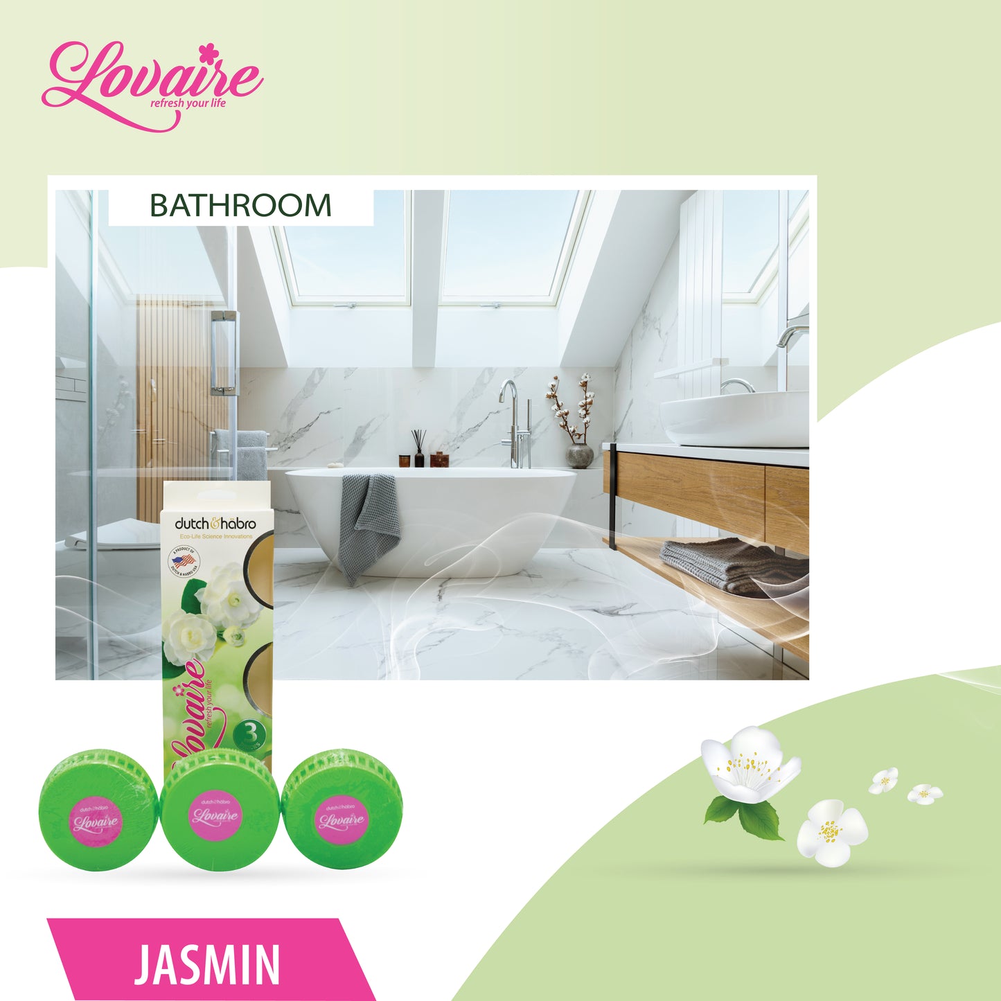 LOVAIRE TOILET AIR FRESHNER - JASMIN 3 PCS