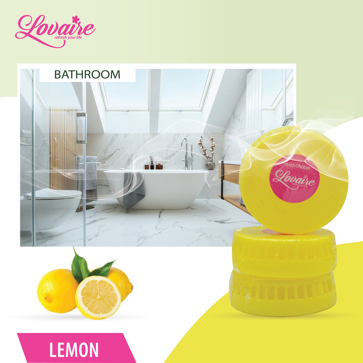 LOVAIRE TOILET AIR FRESHNER - LEMON 3 PCS
